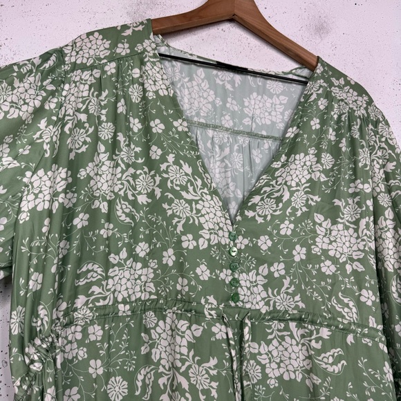 Summersalt Cinched Waist Caftan Dress Vintage Floral Ivy Print Silky New NWT XL - Picture 5 of 15